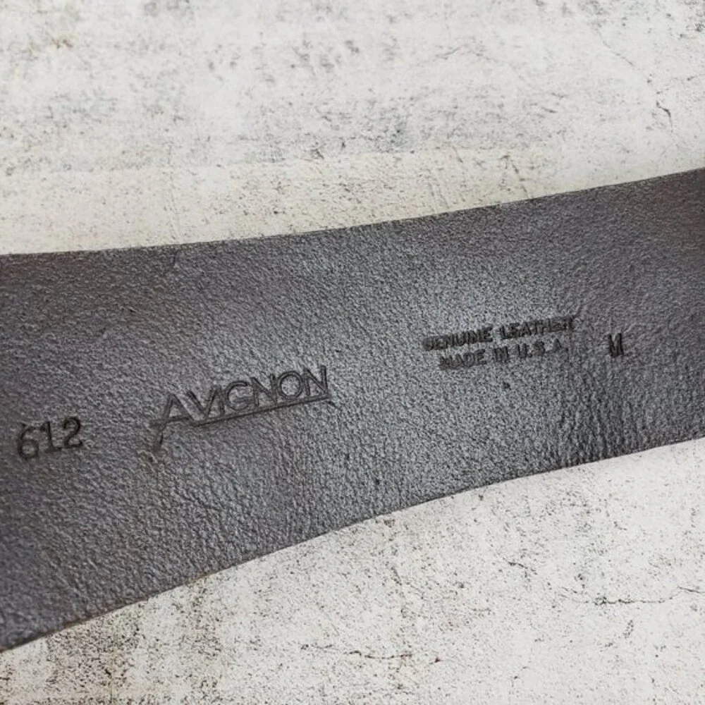 Vintage Avignon Brown Leather Embellished Metalwork Wide Belt size M Bohemian - Picture 6 of 10